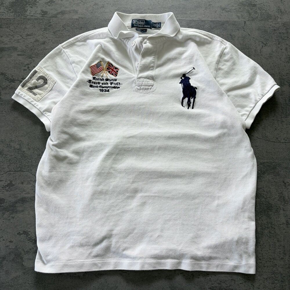 Polo by Ralph Lauren Rare United States Track & Field 1934 Men's Polo 012 L